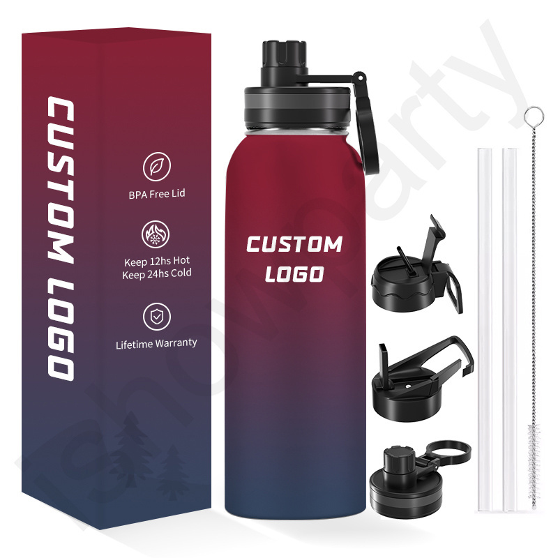 Customized Vaccum Insulated Wide Mouth Sports Water Bottle Flask Double Wall Stainless Steel Water Bottles