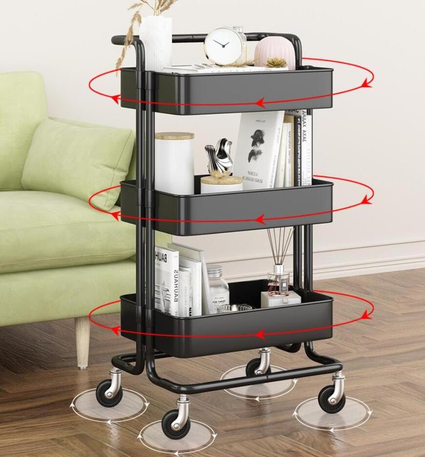 3/4 Tier Slim Storage Cart Mobile Shelving Unit Organizer Rolling Utility Cart Slide Out Storage Tower Kitchen Rack with Wheels