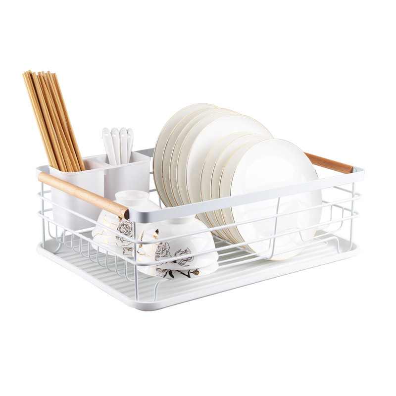 White Dish Drying Rack Organizer Small Plate Rack with Tray Compact Dish Drainer for Kitchen Counter Cabinet Kichen Dish Rack