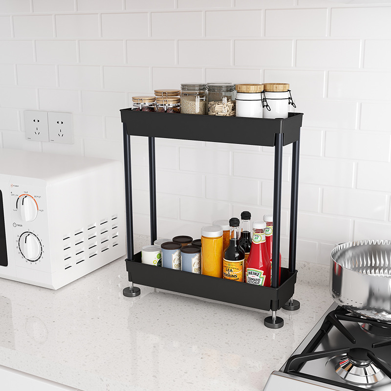 Spice Stand Rolling Cart on Wheels Kitchen Organizer Island with Storage Shelf 2-44 Tier Shelves Kitchen Rack with Wheels