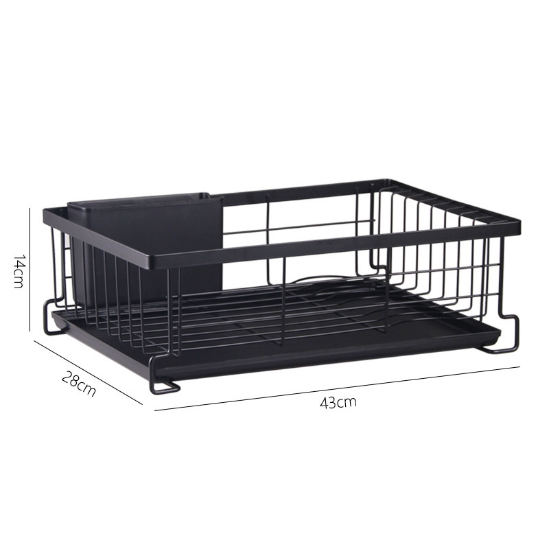 Metal Kitchen Rack Kitchen Counter 2 Tier Small Dish Rack with Glass Holder Rust-Resistant Dish Drainer with Kitchen Dish Rack