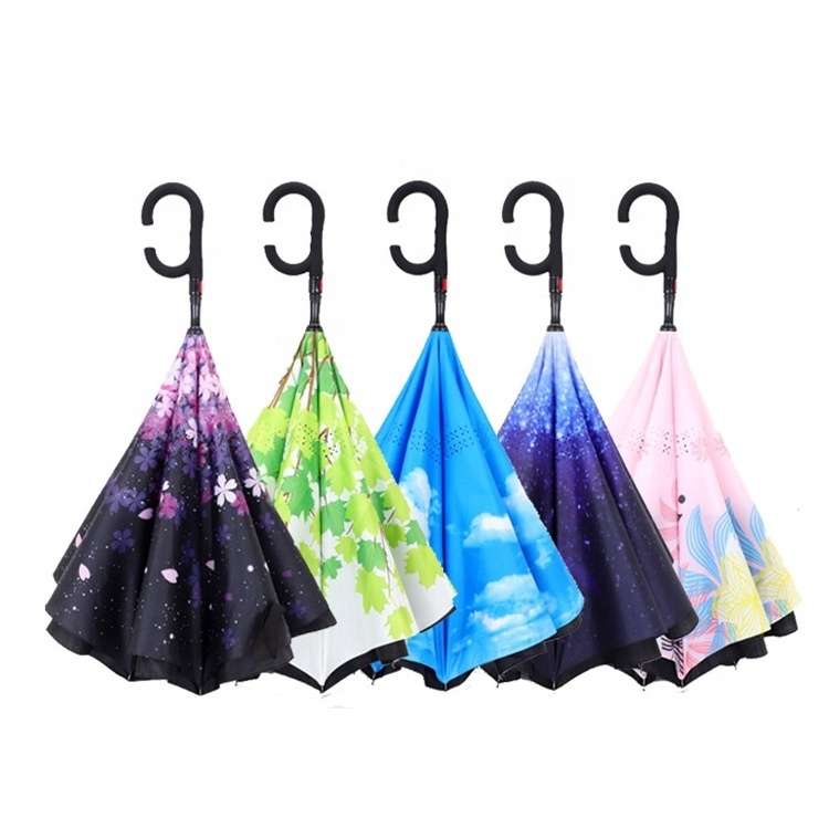 Wholesale Cheap Small White Frame Backpack Rain Reverse Umbrellas With Logo Printing