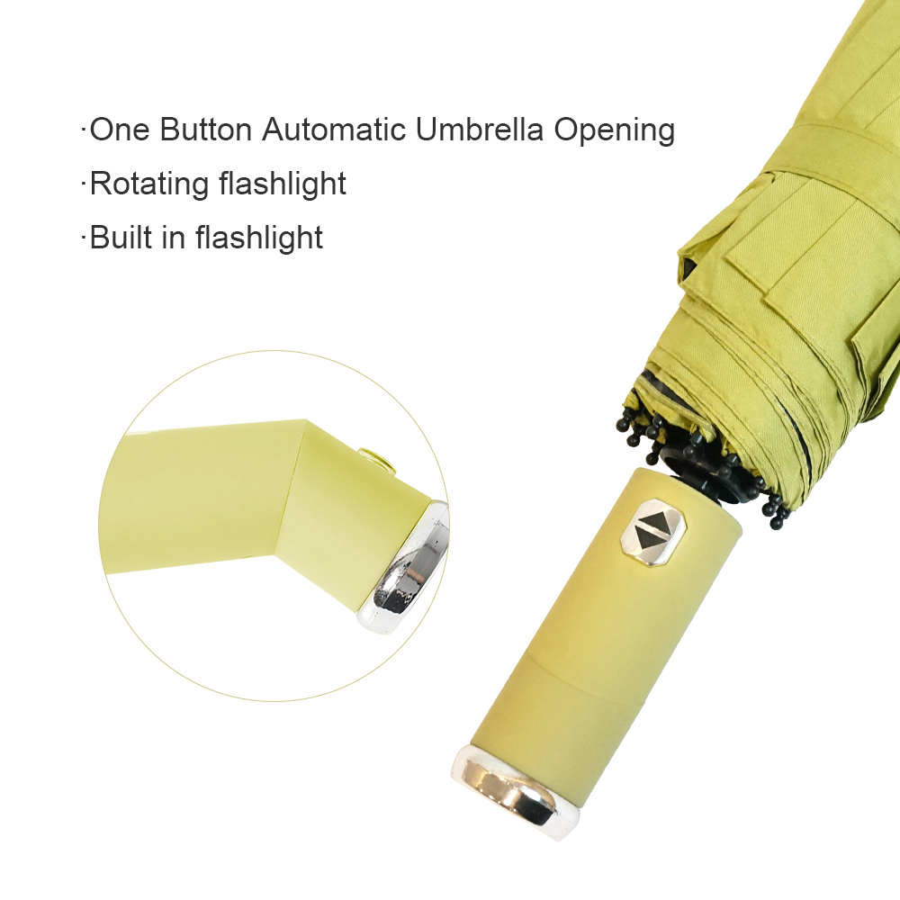 3 Folding Custom Rain Umbrella 8-Bone Fully Automatic Umbrella with Flash LED Light