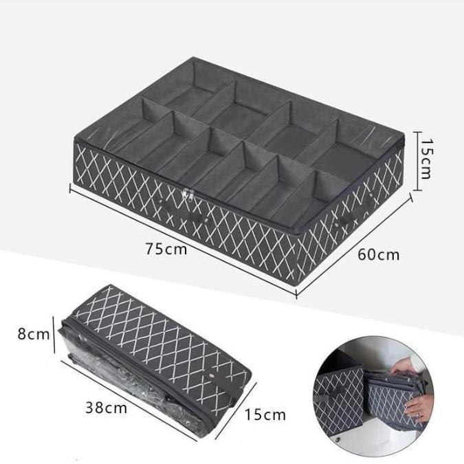 High Quality Foldable 2 Pack Grey Under Bed Organiztion Box Storage Shoe Organizer With Window