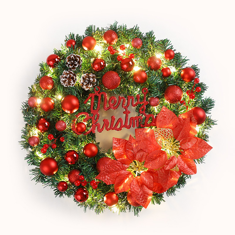 2023 Christmas Ornament Spruce Christmas Wreath With Led Light Front Door Home Party