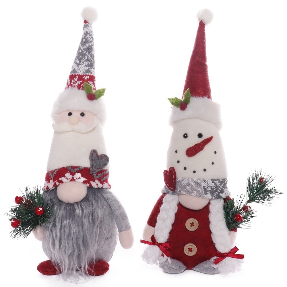 2023 New pattern xmas santa knitted hat elf christmas gnome couple doll decoration