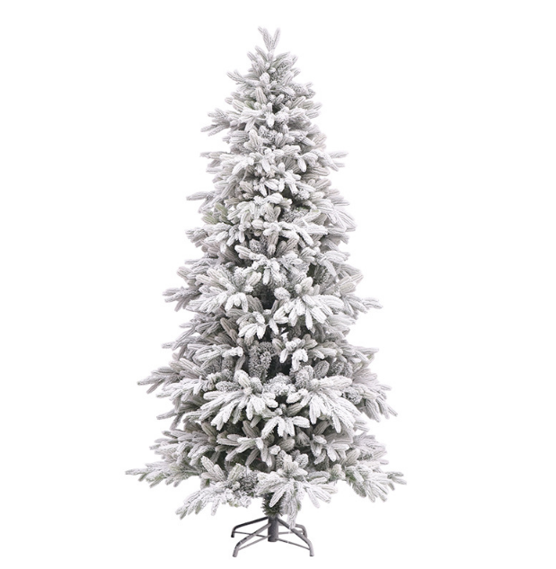 Pencil Xmas Tree Prelit Snow Flocked LED Christmas Trees For Christmas Decor