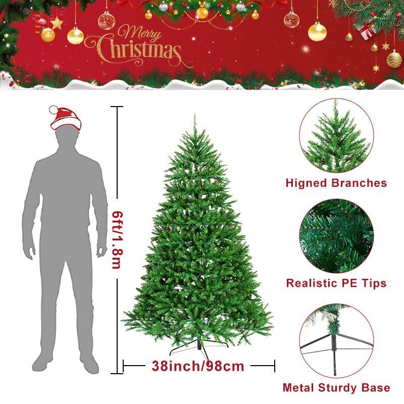 Wholesale Cheap Prices Basic Normal 1ft 2ft 3ft 4ft 5ft 6ft 7ft 8ft 9ft 10ft 12ft Green PVC Plastic Artificial Christmas Tree