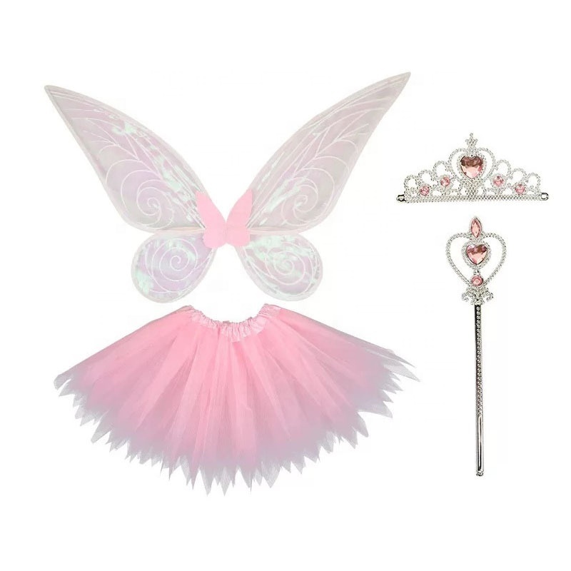 Kids butterfly fairy wings angel festival party costumes magic wand girl performance back decoration set