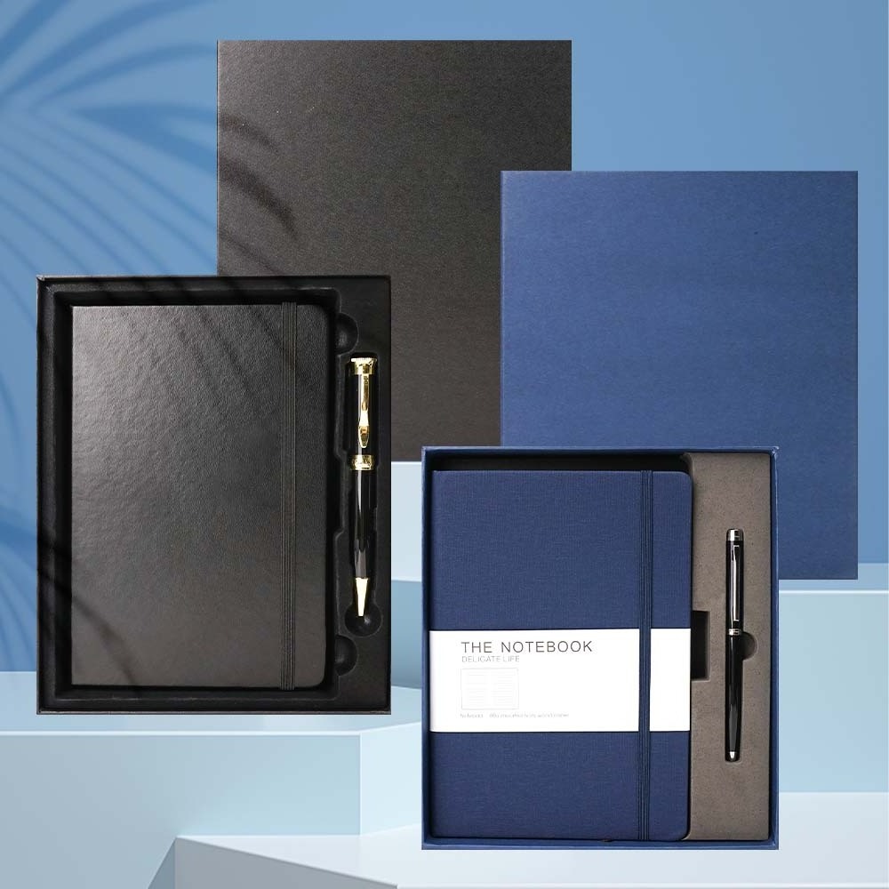 2024 Notebook Gift Set Luxury Wholesale Custom Logo Printing Hardcover PU Leather Planner Notebook Set With Pen