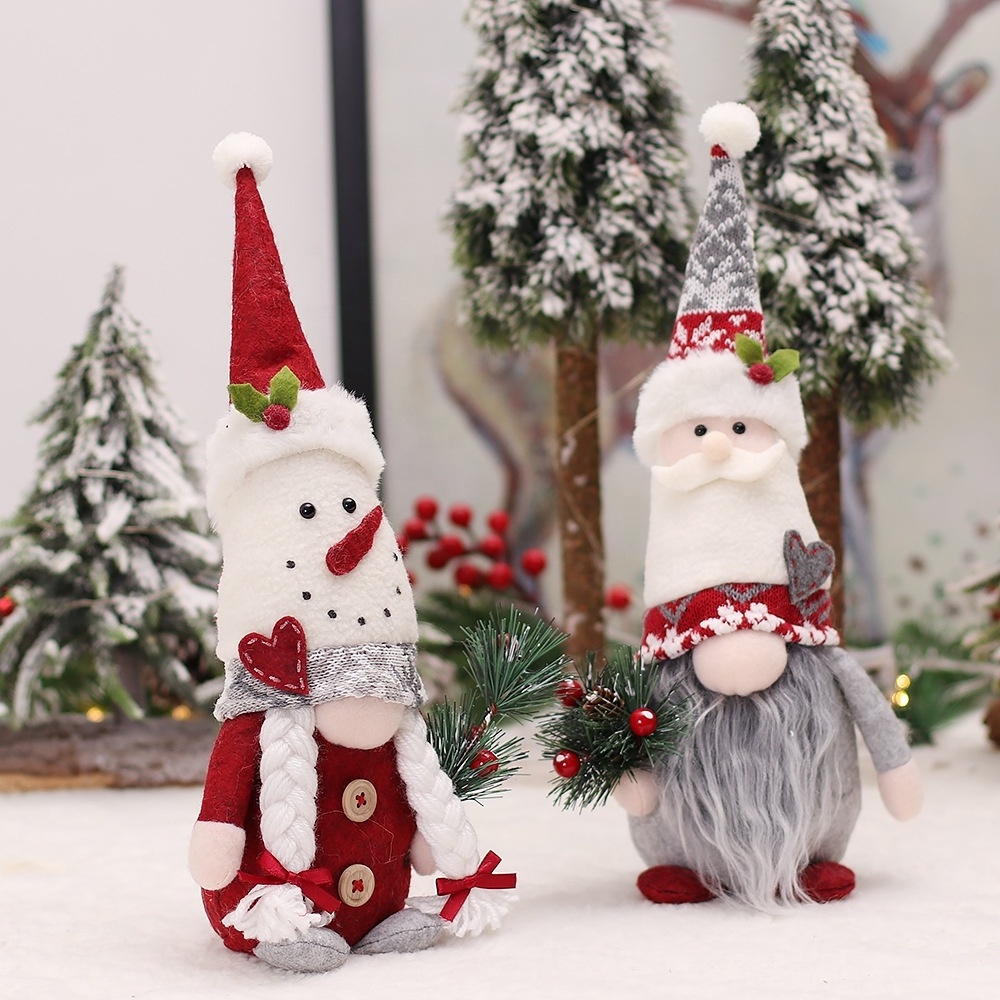 2023 New pattern xmas santa knitted hat elf christmas gnome couple doll decoration