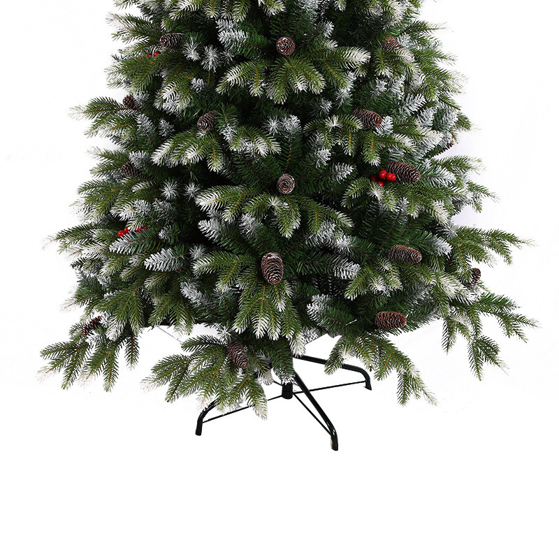 LED Dyed Snowy Flock Snowing Artificial Christmas Tree With Red Berries