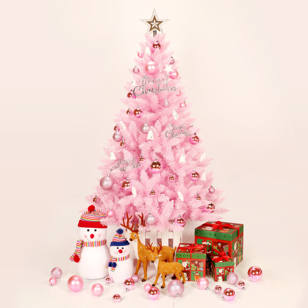 Realistic Luxury Pink Artificial Decoration Christmas Tree