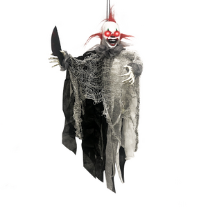 Outdoor Haunted House Party Crazy Funny 24inch Animated Clown with Knife Halloween Decoration