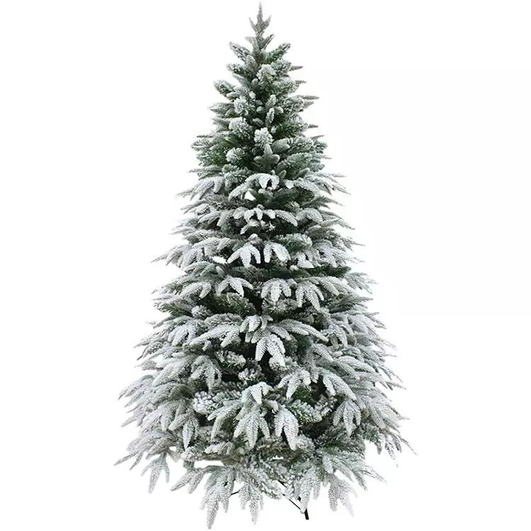 Customized Wholesale  Christmas Decoration PET Pine Needle Plastic Artificial Snow Christmas Tree With Flock Snow