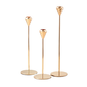 Decorative Candlestick Stand Set Metal Gold Candle Holder Set With Long Holder