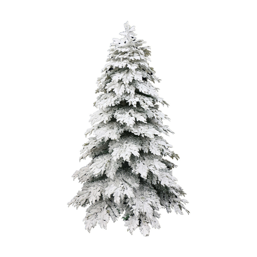 Customized Wholesale  Christmas Decoration PET Pine Needle Plastic Artificial Snow Christmas Tree With Flock Snow