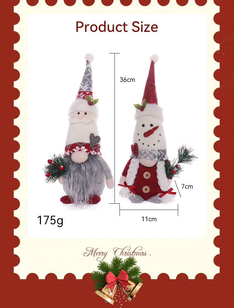 2023 New pattern xmas santa knitted hat elf christmas gnome couple doll decoration