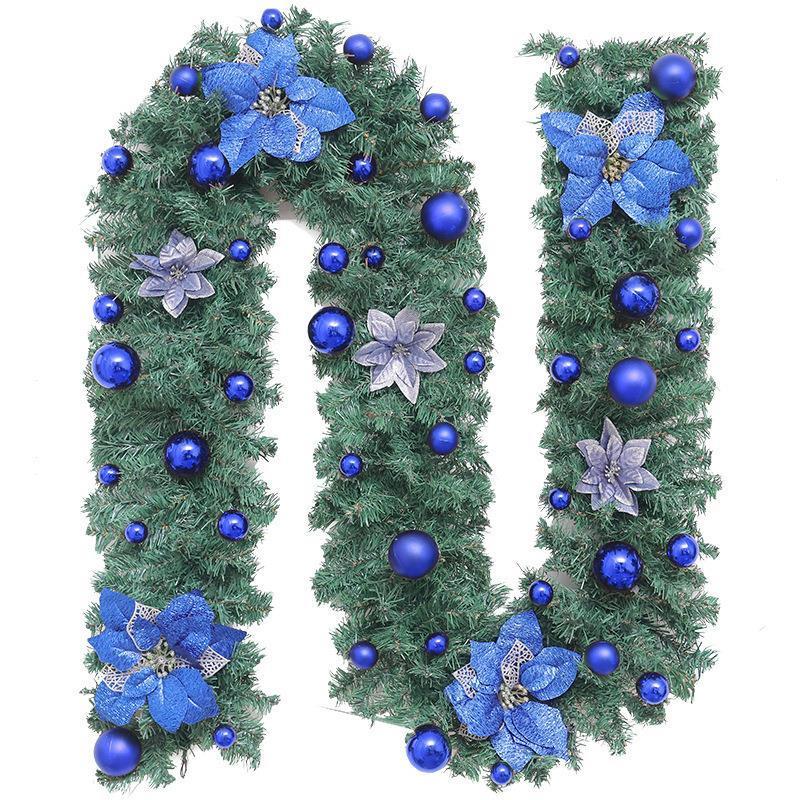 6 FT Christmas Garland Outdoor Garland with Battery Operated LED Lights Holiday Garland with Stars Flower Berry Branches