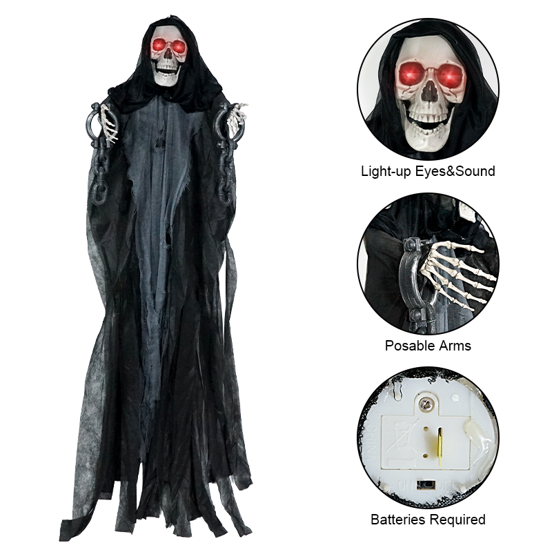 Plastic Wholesale Life Size Decorations Giant Human 6 Ft Creepy Animated Prop Chains  Pose able Head Skeleton For Halloween