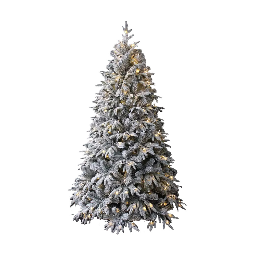 Customized Wholesale  Christmas Decoration PET Pine Needle Plastic Artificial Snow Christmas Tree With Flock Snow