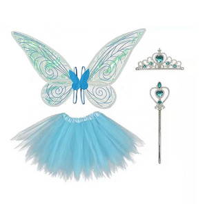 Kids butterfly fairy wings angel festival party costumes magic wand girl performance back decoration set