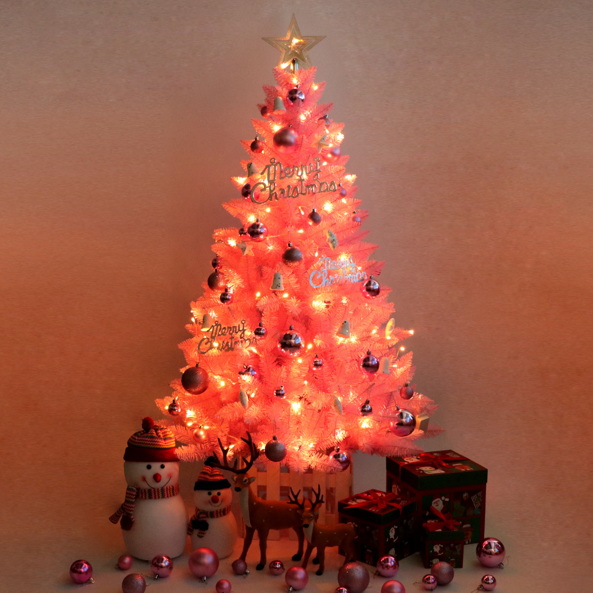 Realistic Luxury Pink Artificial Decoration Christmas Tree