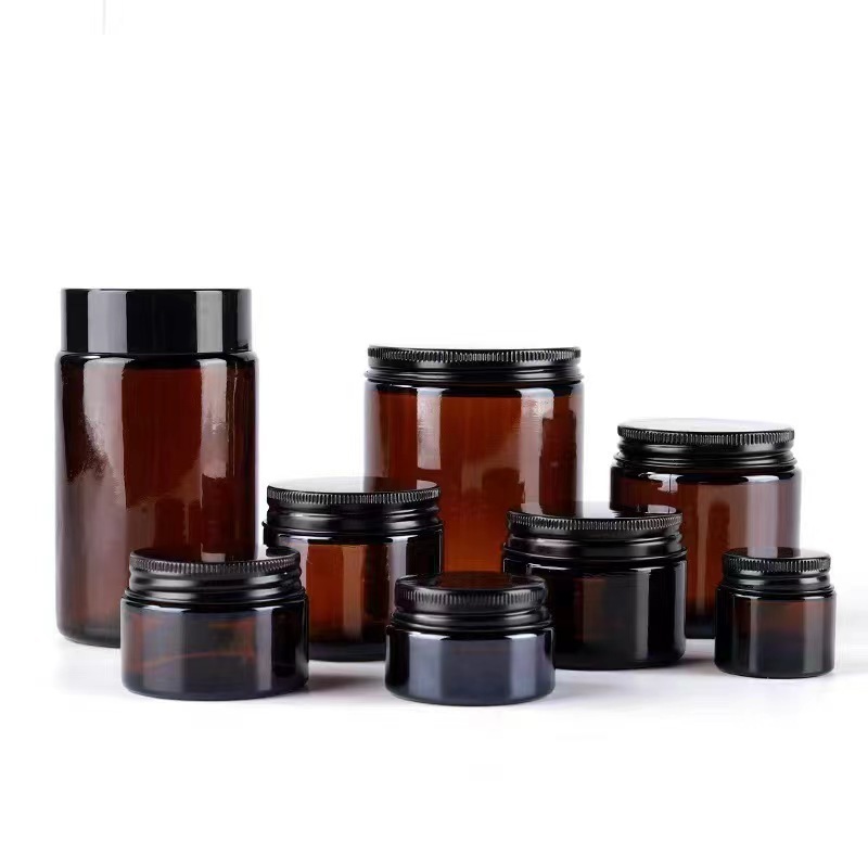 Crystal Soy Wax Scented Thick Double Wall Amber Black Luxury Holders Colored Wholesale Glass Candle Jar With Wooden Lid