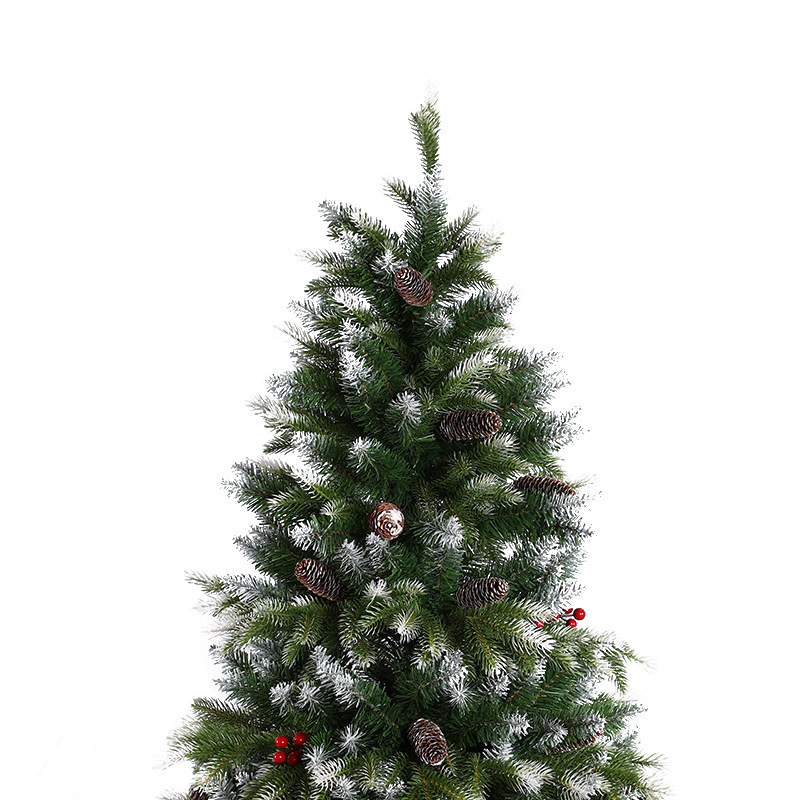 LED Dyed Snowy Flock Snowing Artificial Christmas Tree With Red Berries