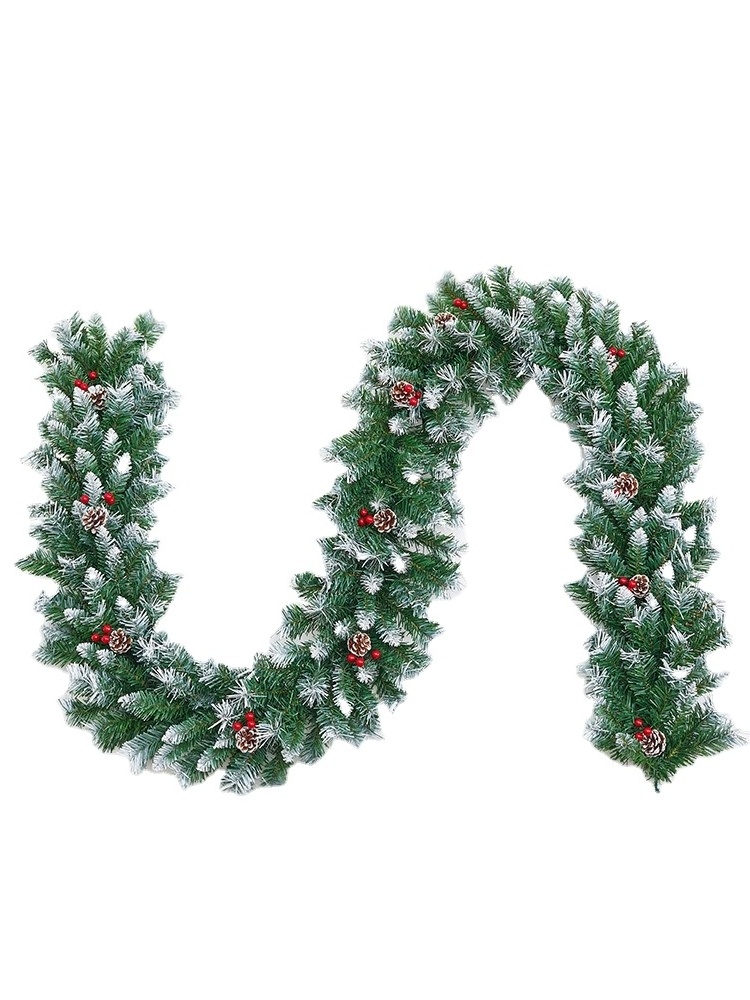 5 Feet Artificial Christmas Garland Glitter Garland with Red Berries and Jingle Bells Christmas Decorations with Pine Branches