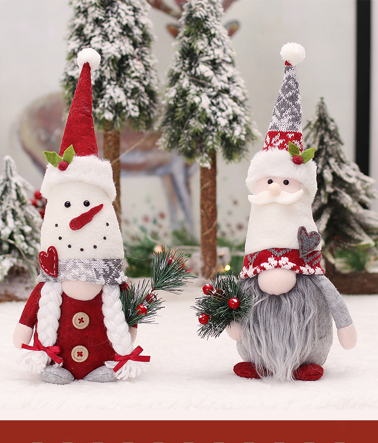 2023 New pattern xmas santa knitted hat elf christmas gnome couple doll decoration