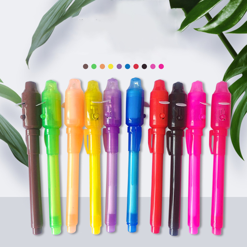 Promotional cute magic spy pen uv light invisible ink pen with custom logo