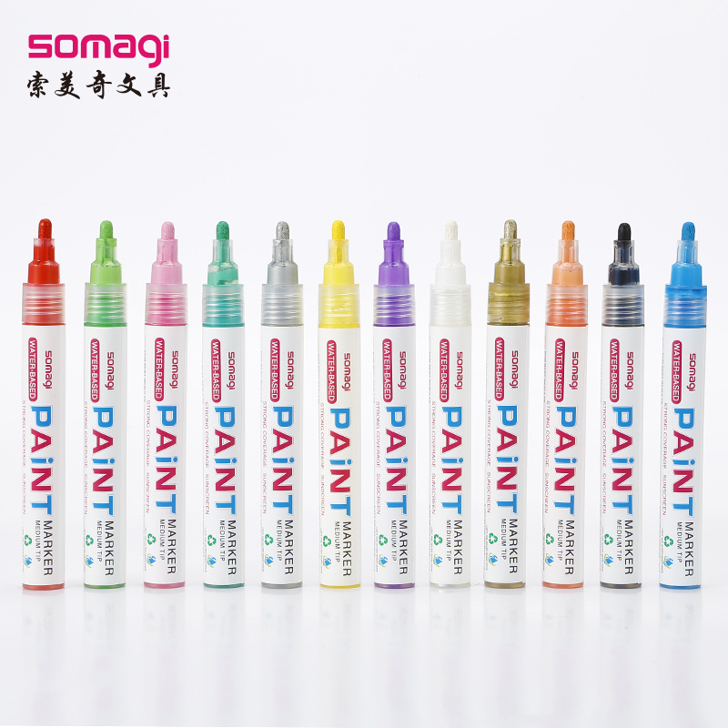 12 colors 6mm Wholesale high quality nib water based washable tires paint marker