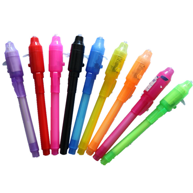 Promotional cute magic spy pen uv light invisible ink pen with custom logo