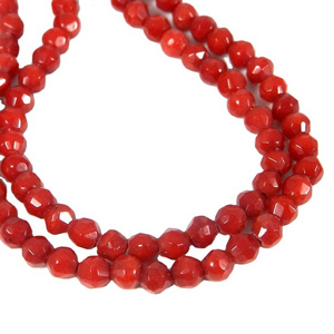 Taiwan Coral 3mm faceted 16 inch length 22.15 cts gemstone beads