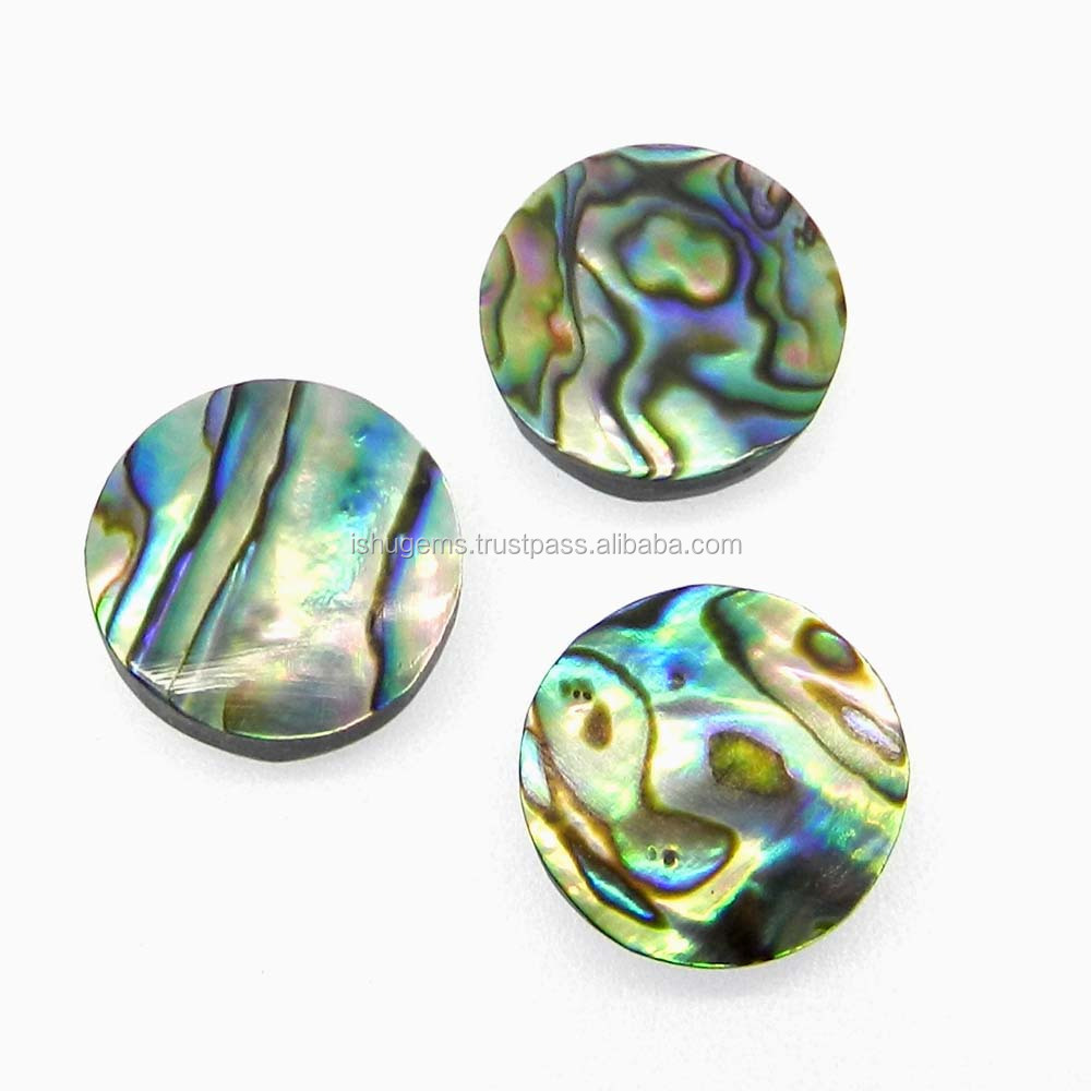 Natural abalone shell 16mm round Cabochon 11.15 cts loose gemstone for jewelry