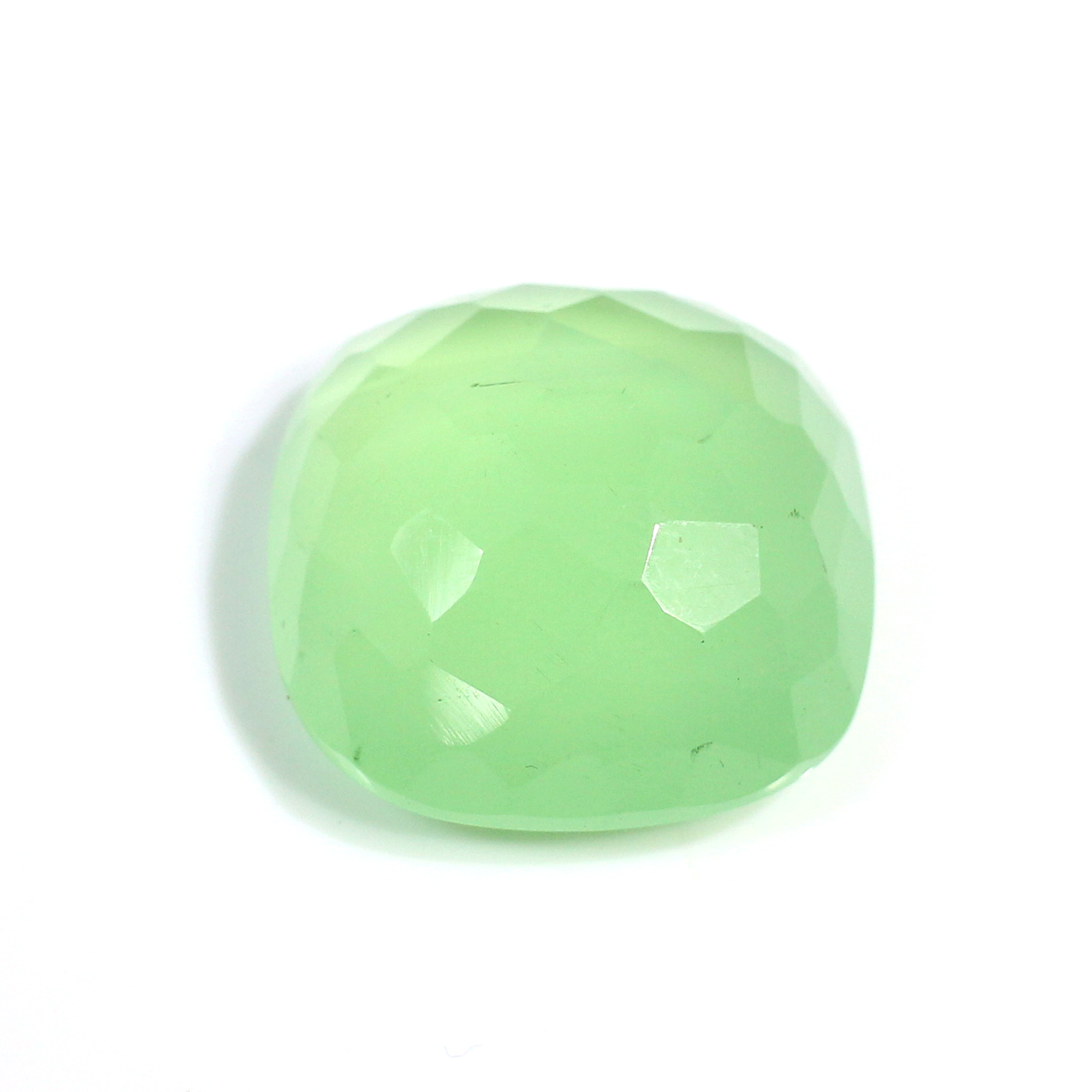 Natural Apple Green Chalcedony 22x22m Cushion Football Cut 34.40 Carat Loose Gemstone For Making Beads Bracelet Necklace IG21025