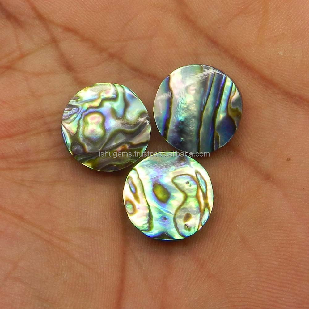 Natural abalone shell 16mm round Cabochon 11.15 cts loose gemstone for jewelry