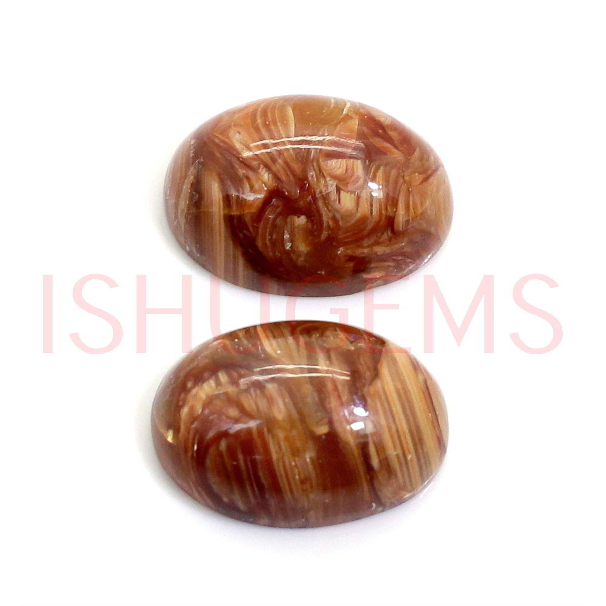 2 Pcs Natural Honey Opal 14x10mm Oval Cabochon 9.20 Carat Loose Gemstone For Making Jewelry