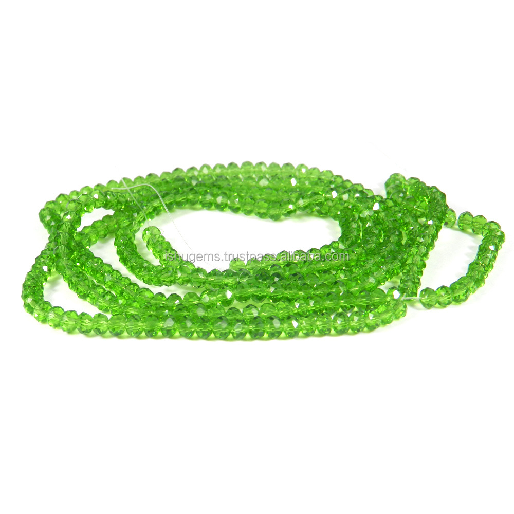 Peridot hydro 4mm faceted round beads 16 inch length 64.45 cts