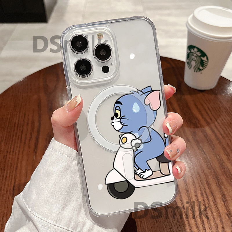 Cat Magnetic Phone Case for iPhone 15 14 13 Pro 12 11 Pro Max Soft TPU Cases Cover with Wireless Charging for Samsung S24 23