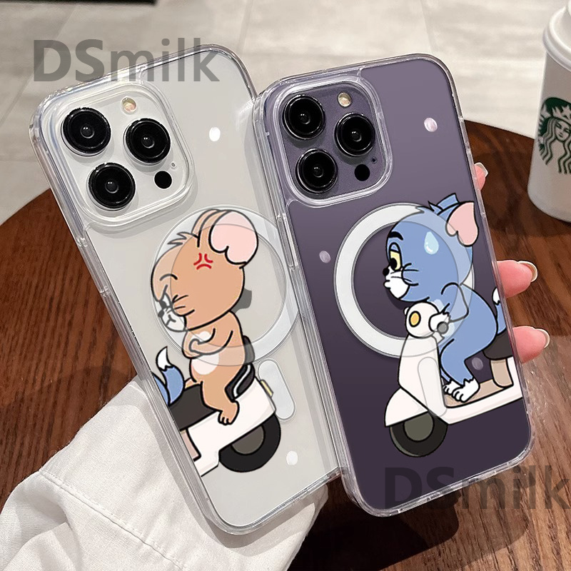 Cat Magnetic Phone Case for iPhone 15 14 13 Pro 12 11 Pro Max Soft TPU Cases Cover with Wireless Charging for Samsung S24 23