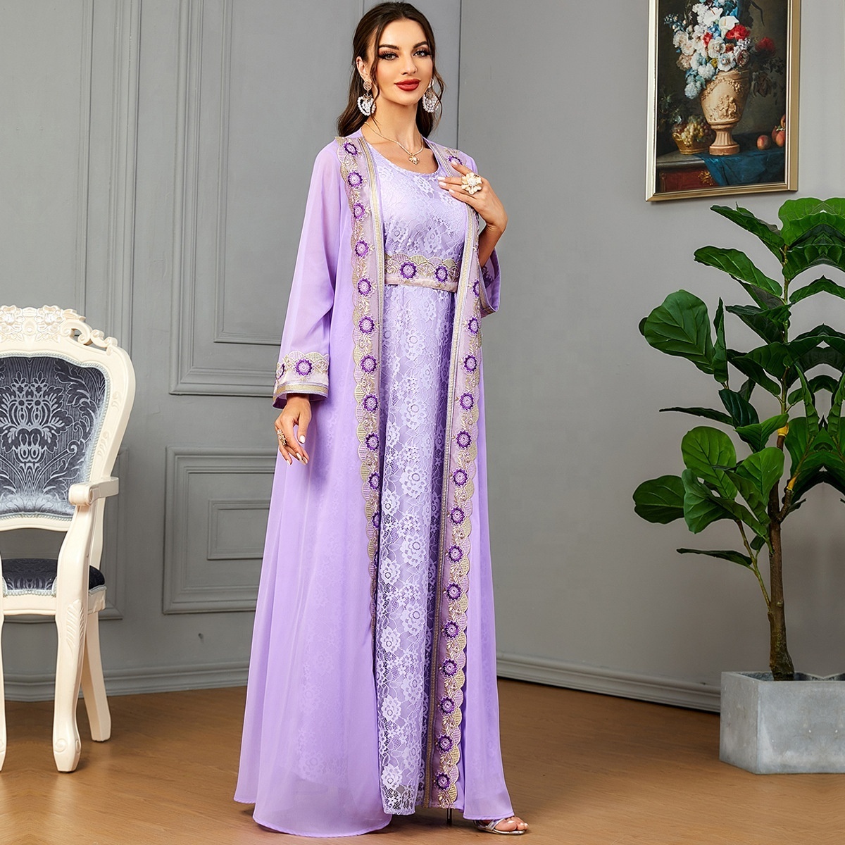 2024 Abaya dubai best selling monsoon bring hijab abaya women muslim dress long sleeve maxi dress winter abaya for muslim