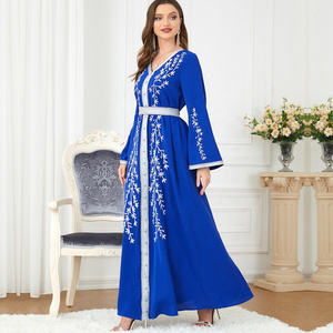 Luxury Embroidered Chiffon Maxi Wholesale Muslim Women Summer Dresses Islamic Clothing