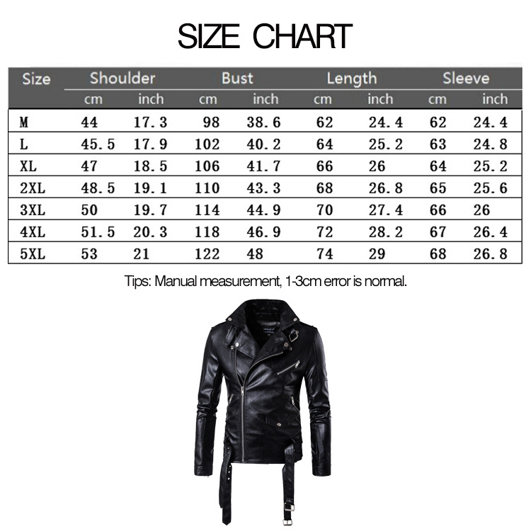 2021 Fashion Punk Men's Leather Biker Leather Jacket Slim Harley Leather Jacket for Men