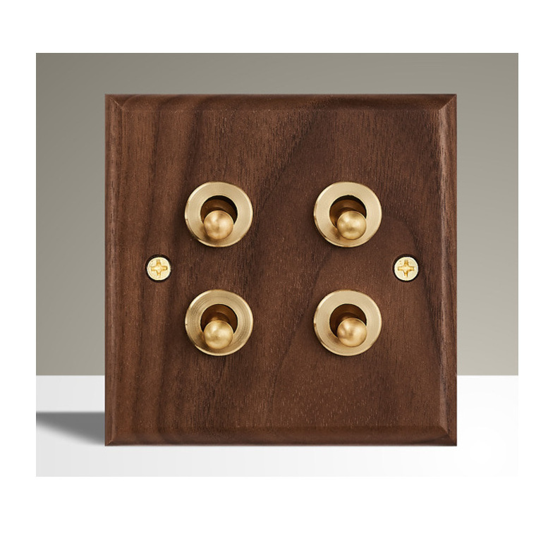 Wholesale EU UK standard 220v vintage solid wood toggle pull wall light switches and socket electrical