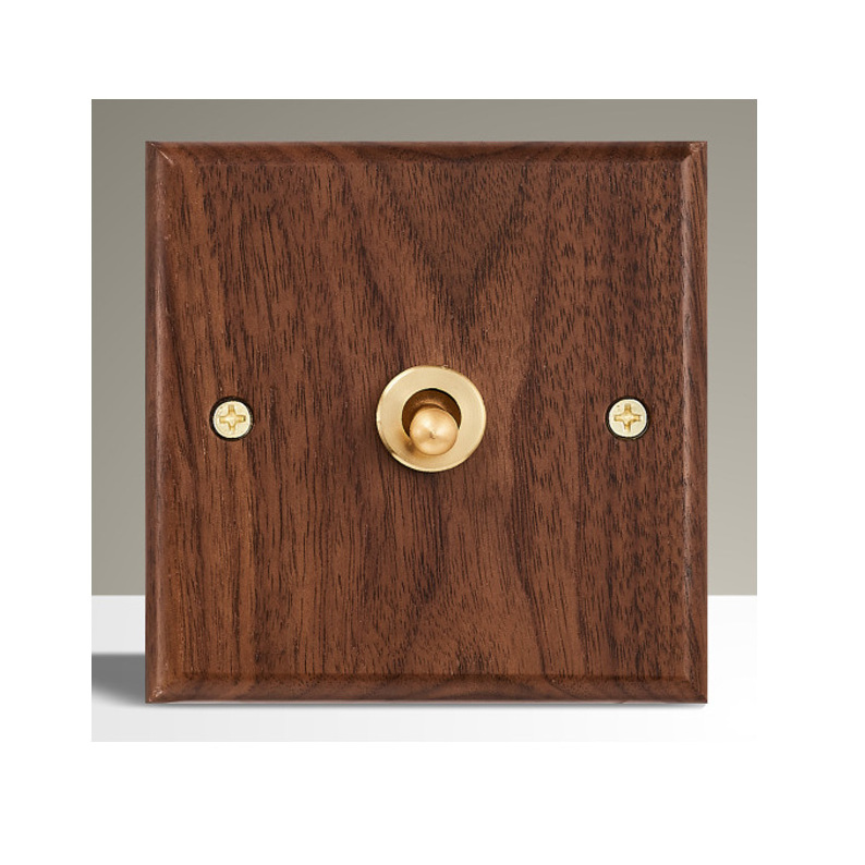 Wholesale EU UK standard 220v vintage solid wood toggle pull wall light switches and socket electrical