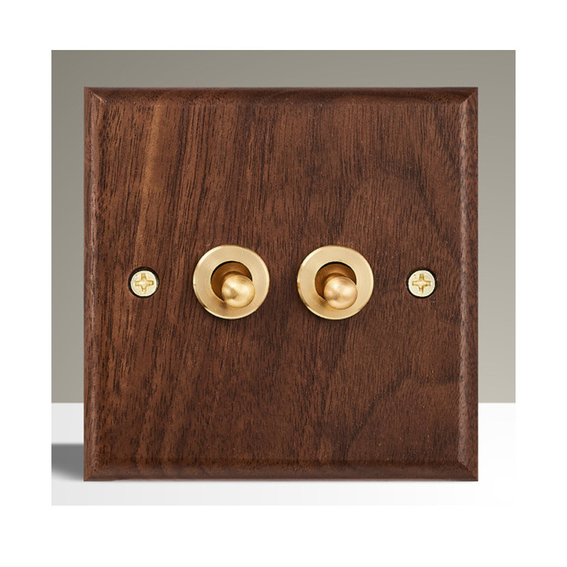 Wholesale EU UK standard 220v vintage solid wood toggle pull wall light switches and socket electrical