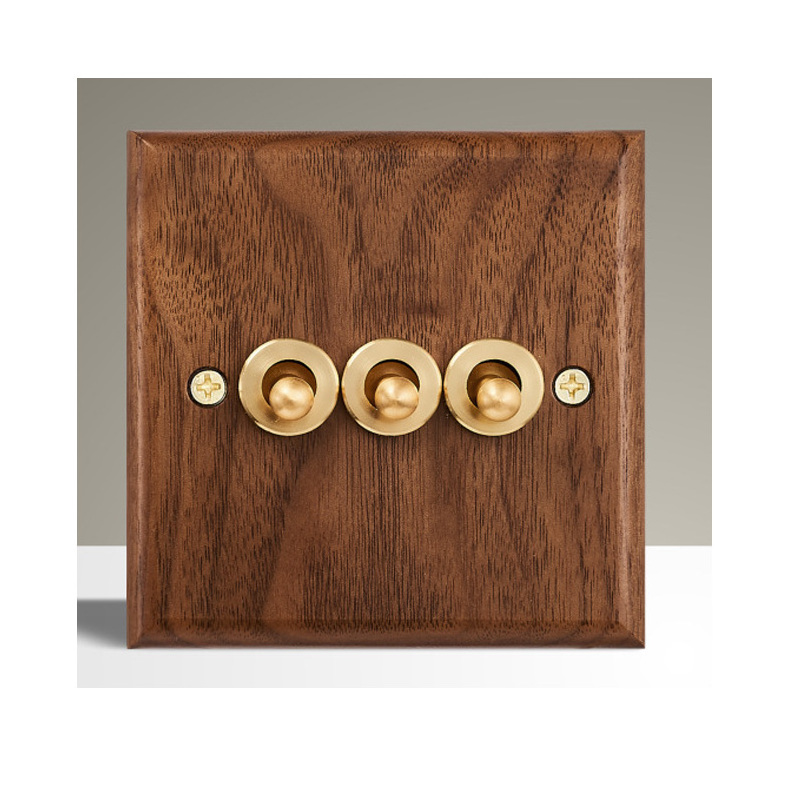 Wholesale EU UK standard 220v vintage solid wood toggle pull wall light switches and socket electrical