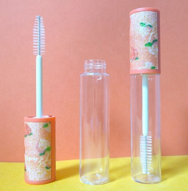 Custom 2023 empty luxury pink bling glitter mascara container tube cosmetic packaging clear bottle with brush wands